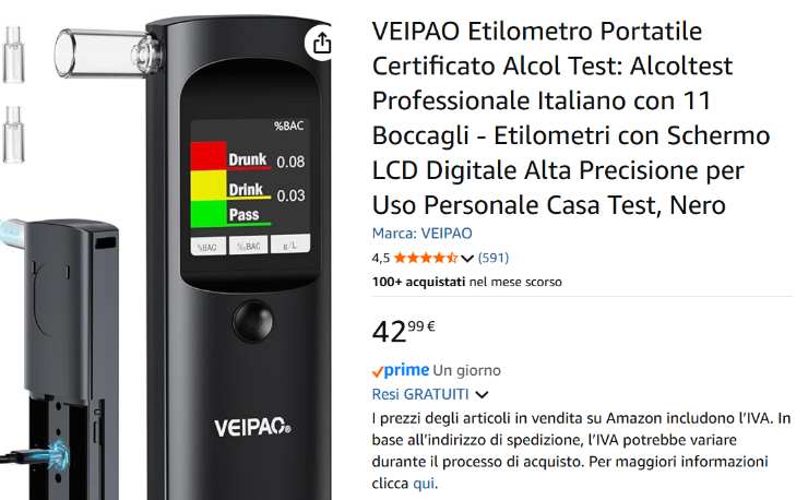etilometro portatile amazon